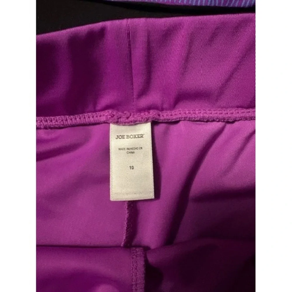 Joe Boxer girls size 10 2 piece bathing suit, magenta with geometric pattern